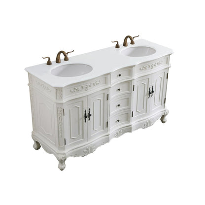 60 inch Double Bathroom vanity in antique white