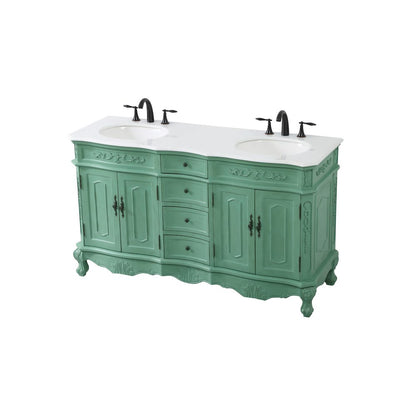 60 inch double Bathroom vanity in vintage mint