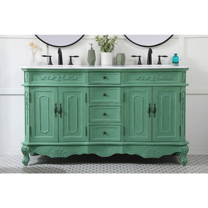 60 inch double Bathroom vanity in vintage mint
