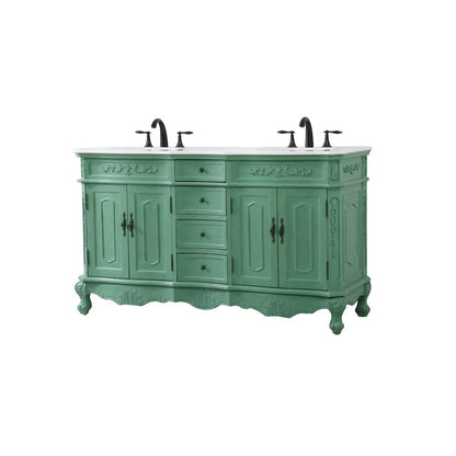 60 inch double Bathroom vanity in vintage mint