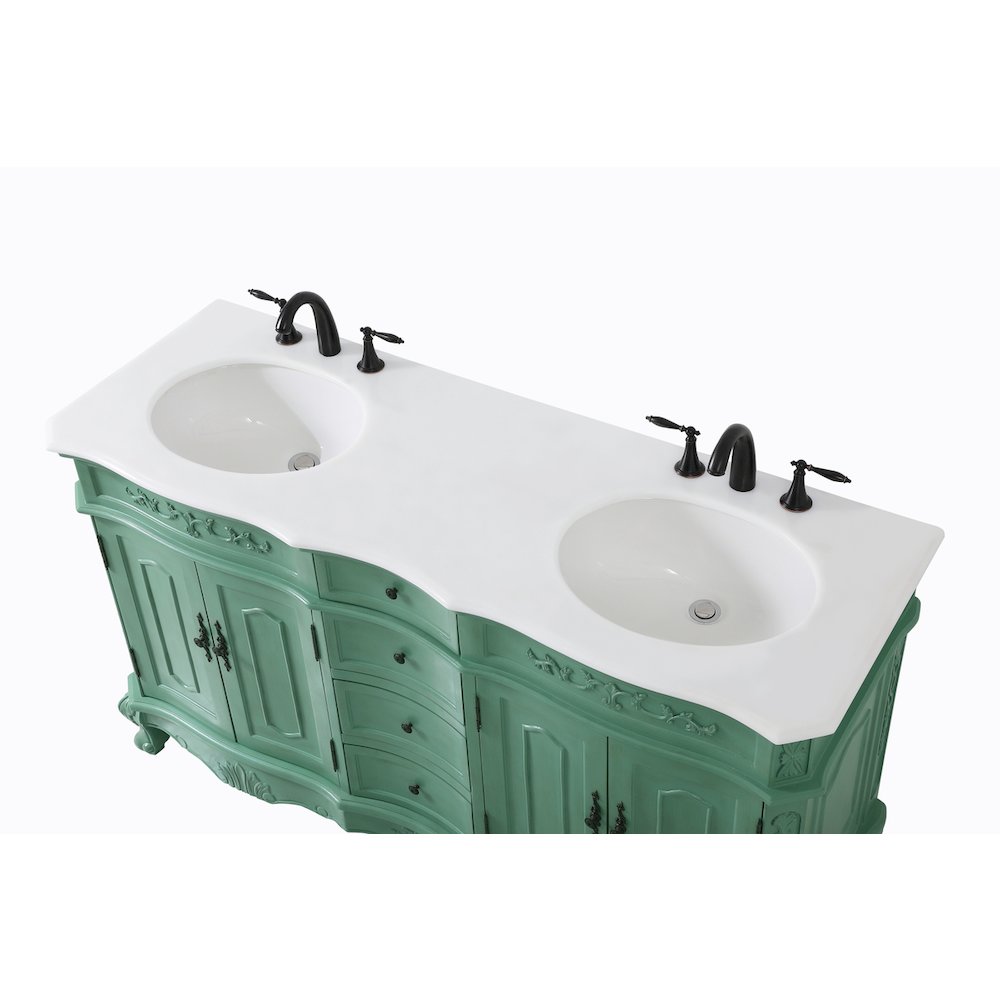 60 inch double Bathroom vanity in vintage mint
