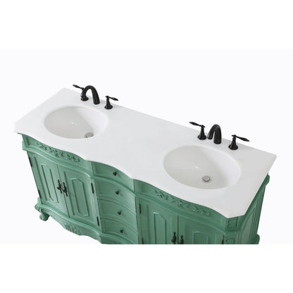 60 inch double Bathroom vanity in vintage mint