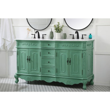 60 inch double Bathroom vanity in vintage mint