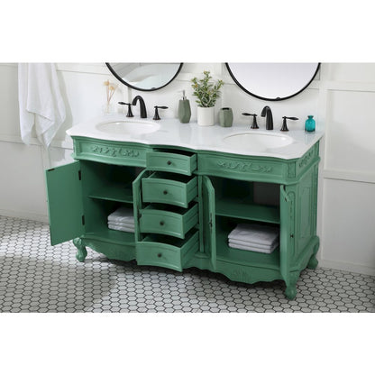 60 inch double Bathroom vanity in vintage mint