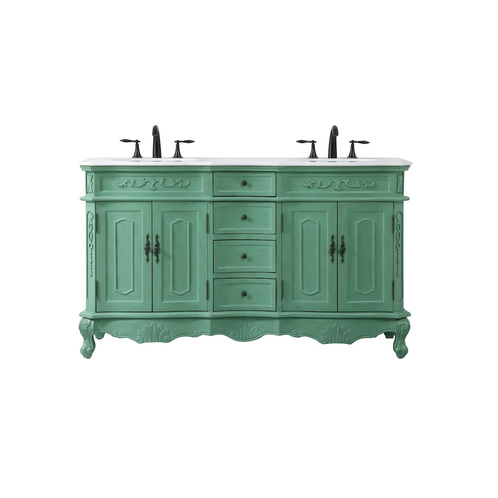 60 inch double Bathroom vanity in vintage mint