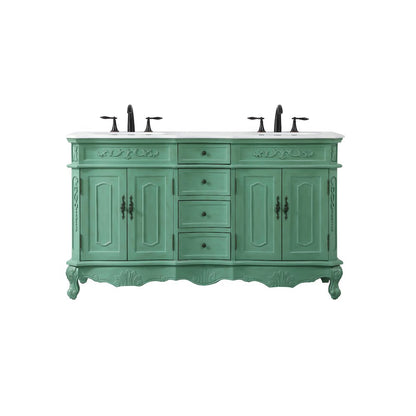 60 inch double Bathroom vanity in vintage mint