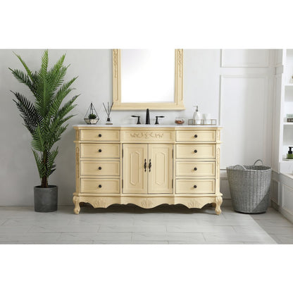 60 inch Single Bathroom vanity in Light Antique Beige