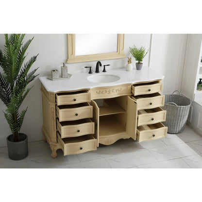 60 inch Single Bathroom vanity in Light Antique Beige