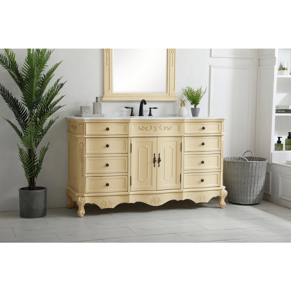 60 inch Single Bathroom vanity in Light Antique Beige