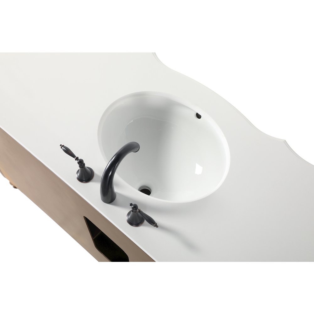 60 inch Single Bathroom vanity in Teak with ivory white engineered marble