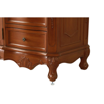 60 inch Single Bathroom vanity in Teak with ivory white engineered marble