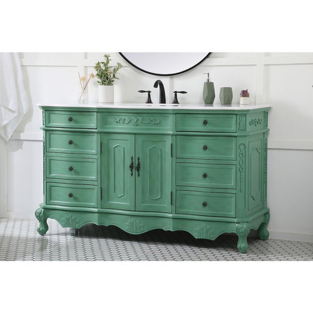 60 inch Single Bathroom vanity in vintage mint