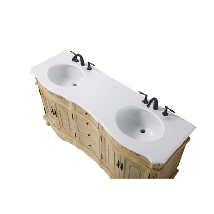66 inch Double Bathroom Vanity in Antique Beige