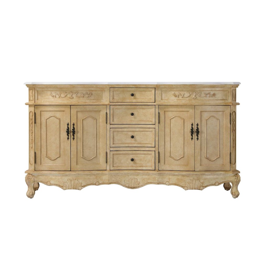 66 inch Double Bathroom Vanity in Antique Beige