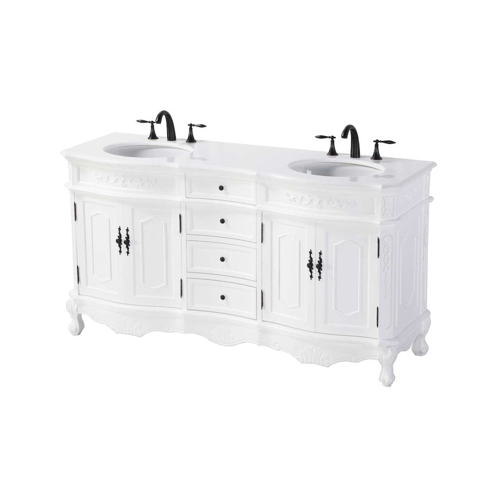 66 inch Double Bathroom Vanity in Antique white