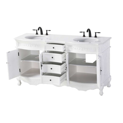 66 inch Double Bathroom Vanity in Antique white
