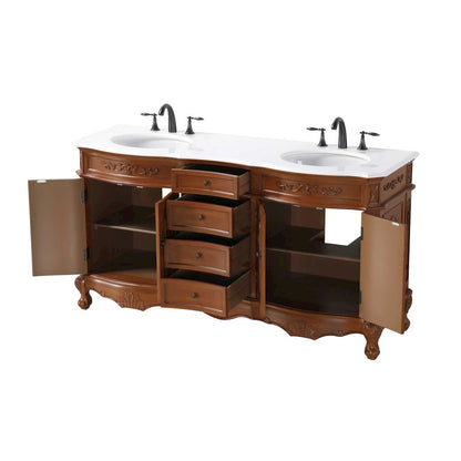 66 inch Double Bathroom Vanity in Teak