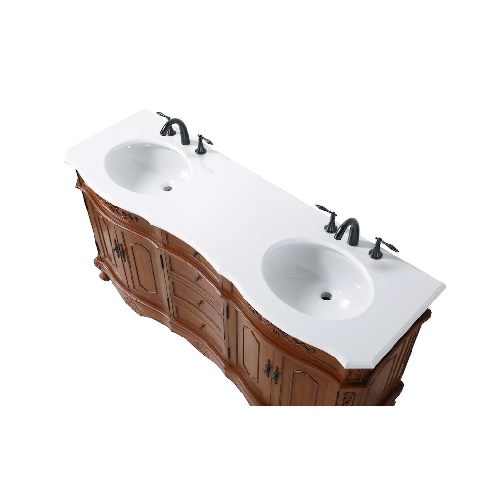 66 inch Double Bathroom Vanity in Teak