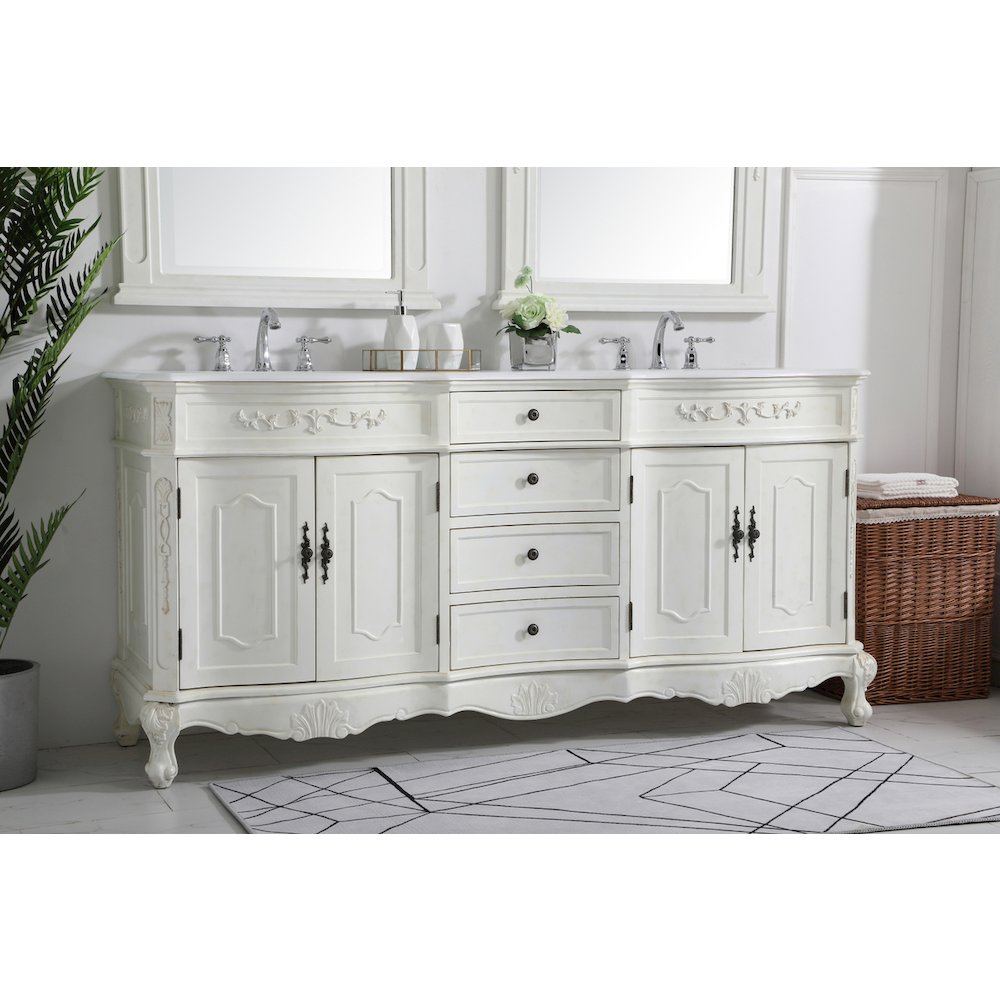 72 inch Double Bathroom vanity in Antique White