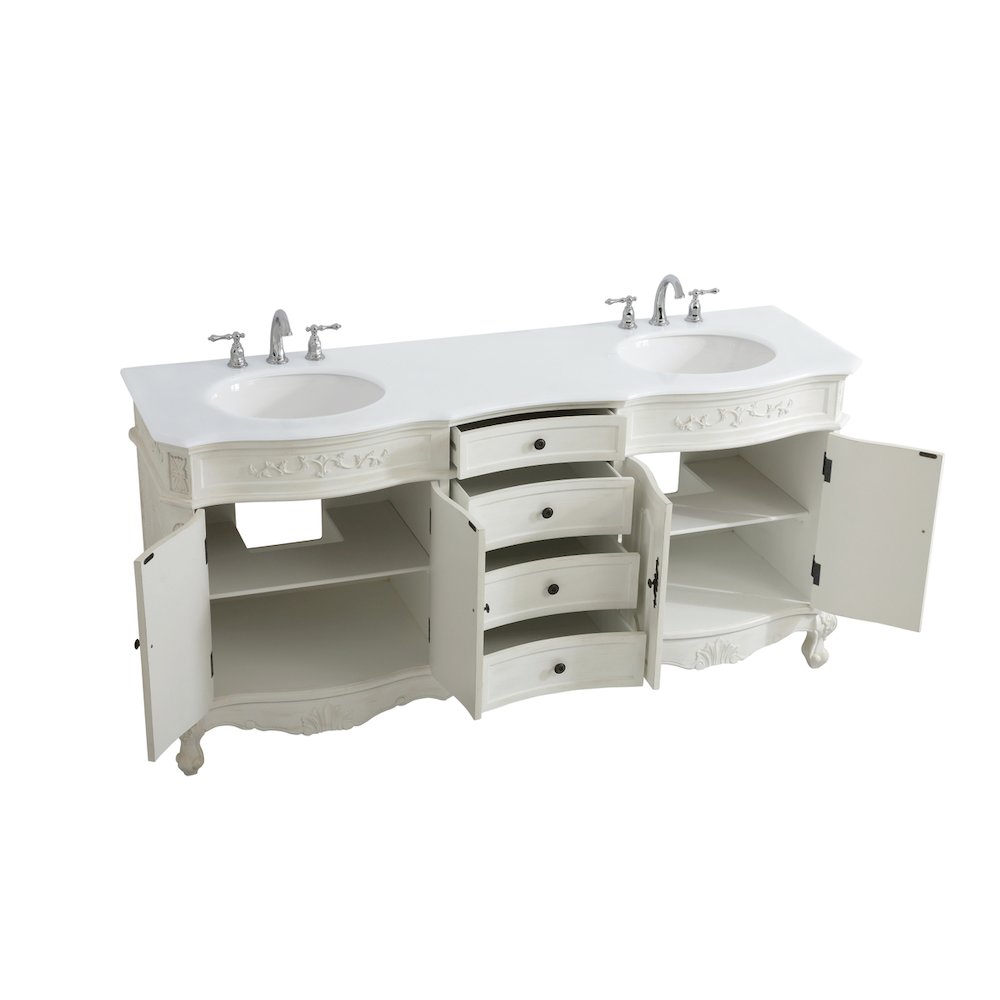 72 inch Double Bathroom vanity in Antique White