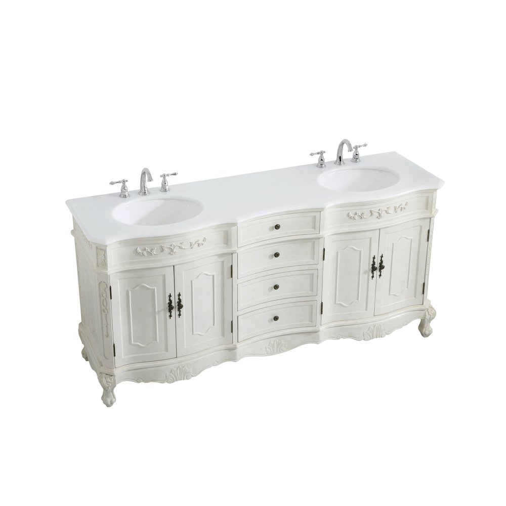 72 inch Double Bathroom vanity in Antique White