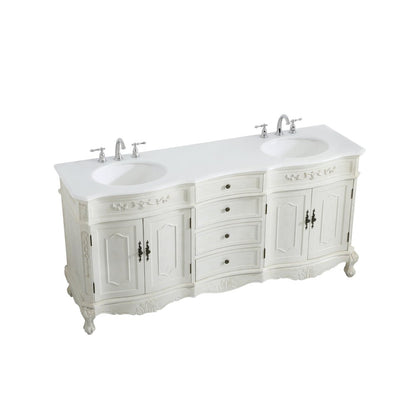 72 inch Double Bathroom vanity in Antique White
