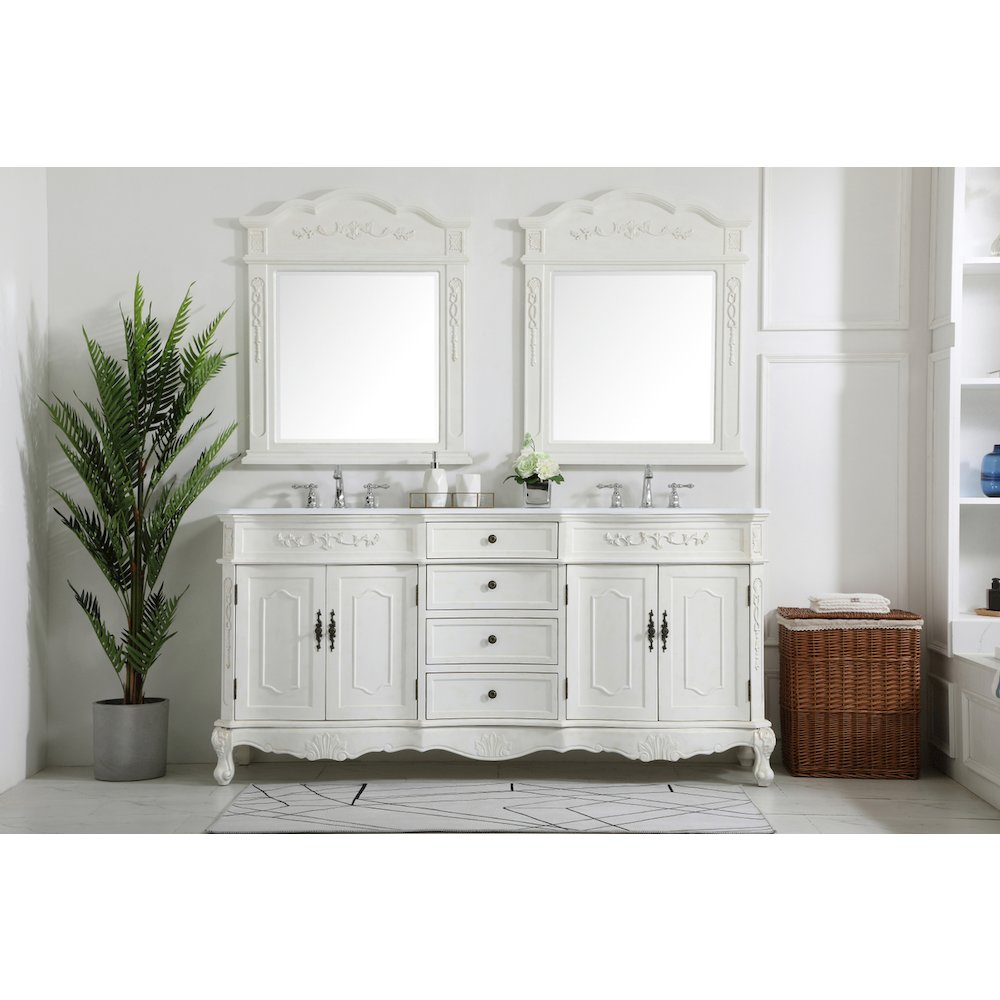 72 inch Double Bathroom vanity in Antique White