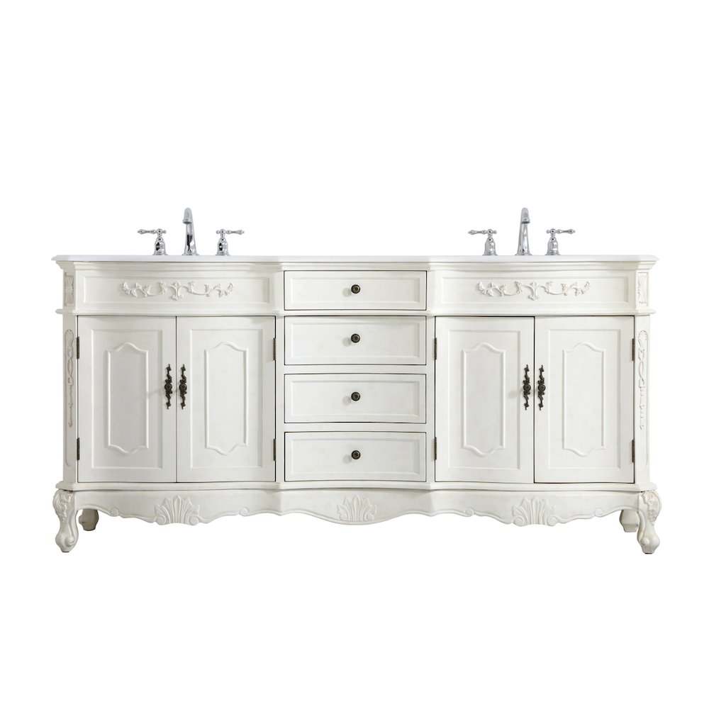 72 inch Double Bathroom vanity in Antique White