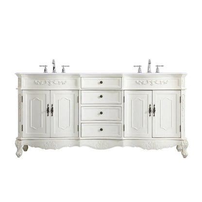 72 inch Double Bathroom vanity in Antique White