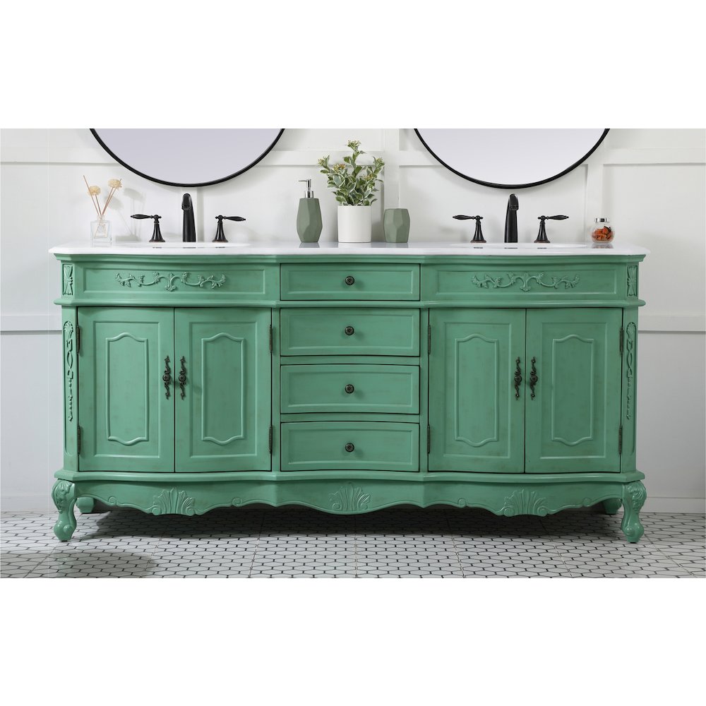 72 inch double Bathroom vanity in vintage mint