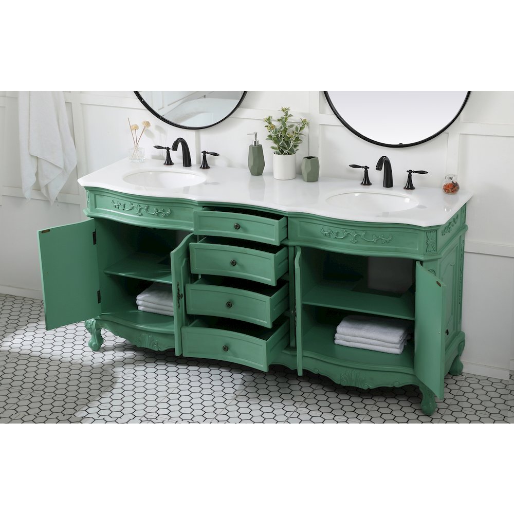 72 inch double Bathroom vanity in vintage mint