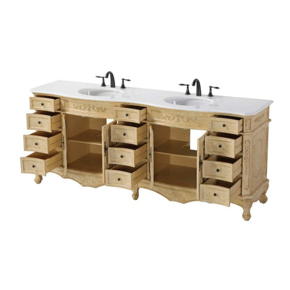 84 inch Double Bathroom Vanity in Antique Beige
