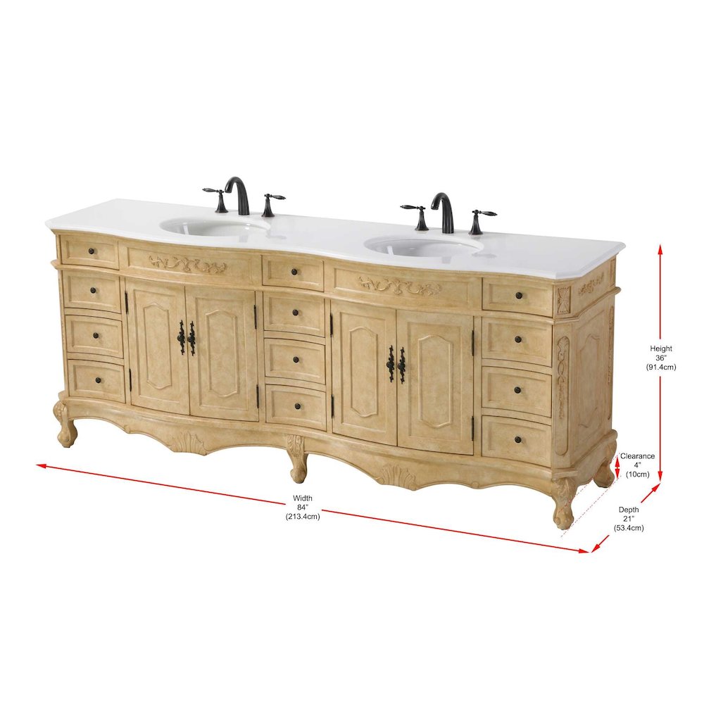 84 inch Double Bathroom Vanity in Antique Beige