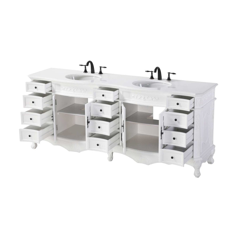 84 inch Double Bathroom Vanity in Antique white