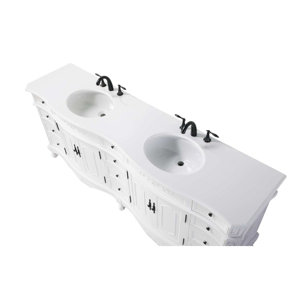 84 inch Double Bathroom Vanity in Antique white