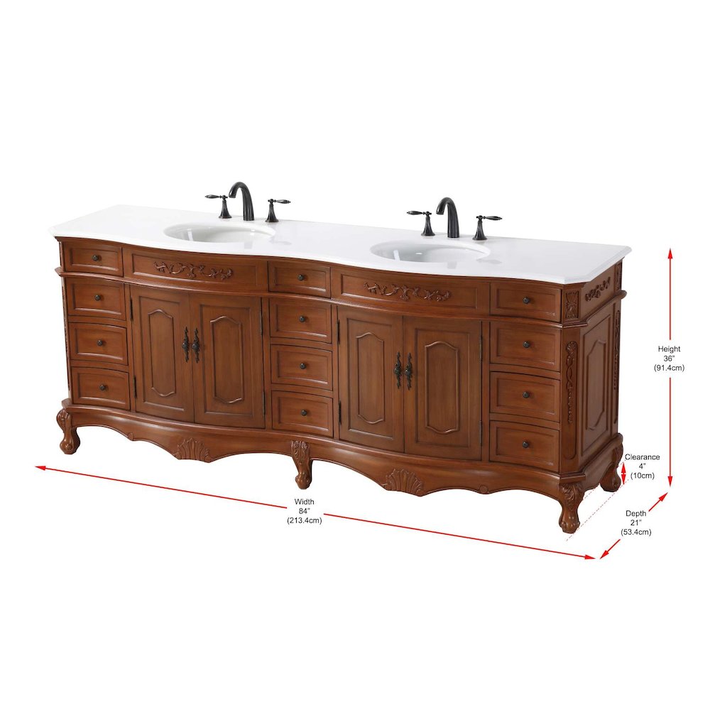 84 inch Double Bathroom Vanity in Teak