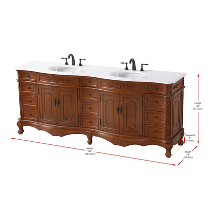 84 inch Double Bathroom Vanity in Teak