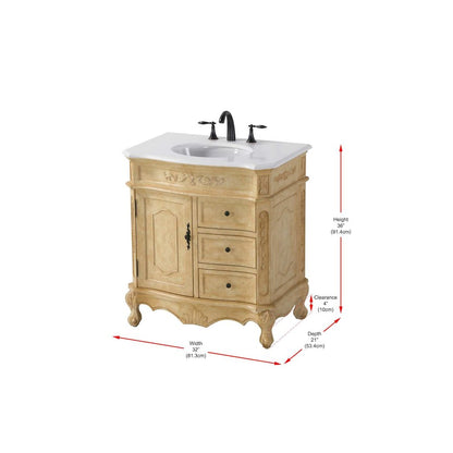32 inch Single Bathroom Vanity in Antique Beige