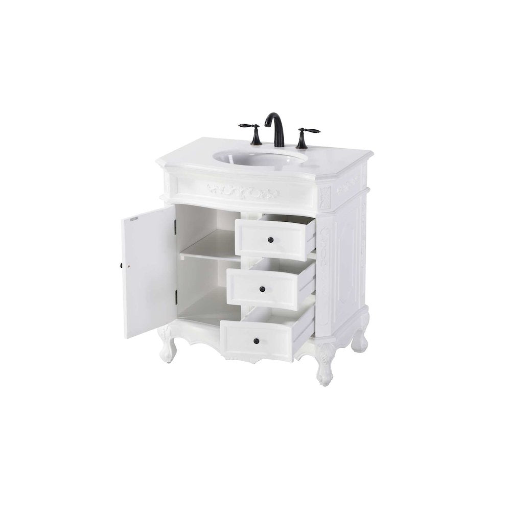 32 inch Single Bathroom Vanity in Antique white