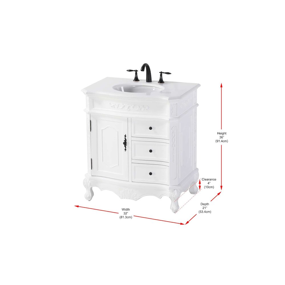 32 inch Single Bathroom Vanity in Antique white