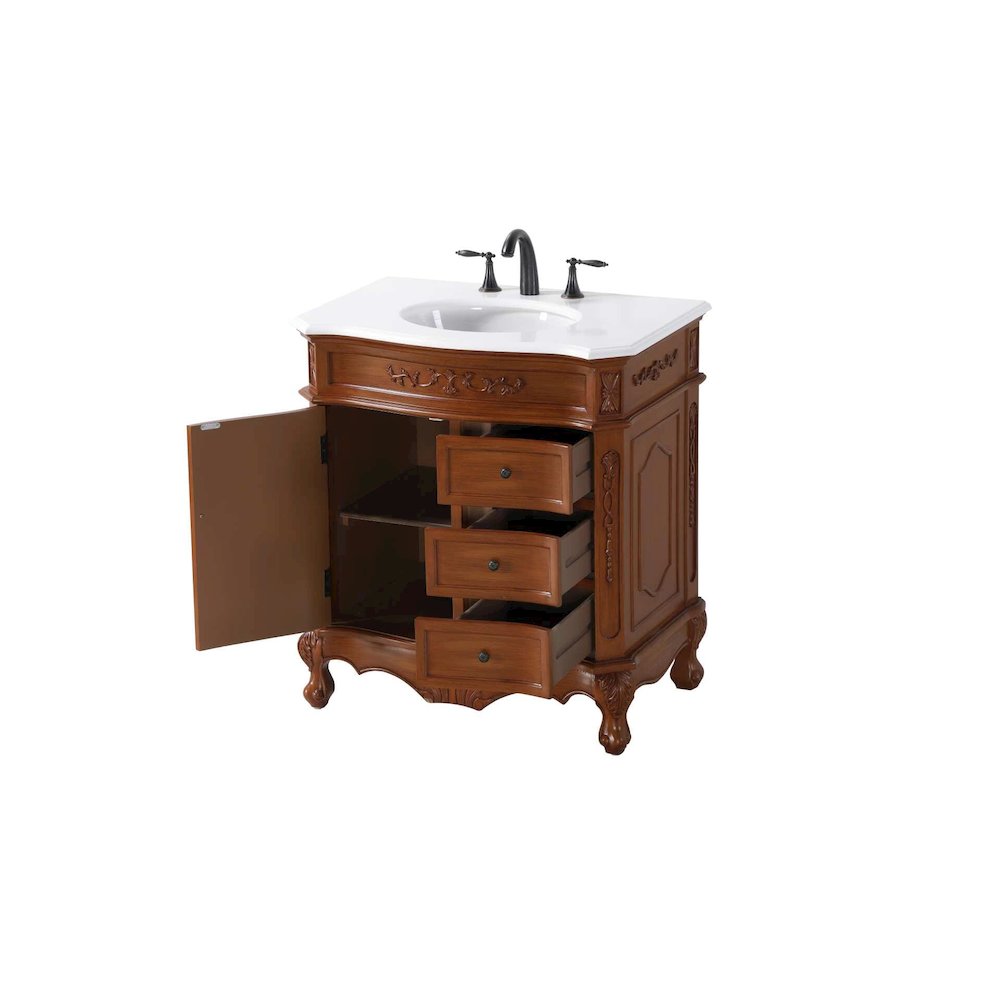 32 inch Single Bathroom Vanity in Teak