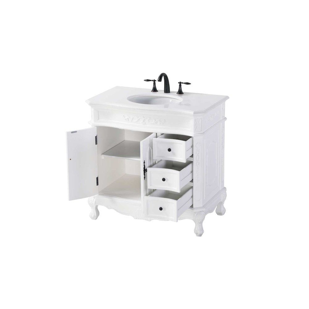 36 inch Single Bathroom Vanity in Antique white