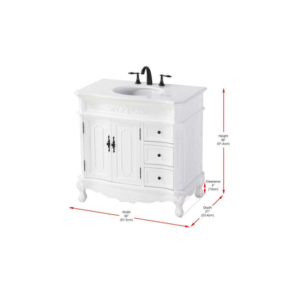 36 inch Single Bathroom Vanity in Antique white