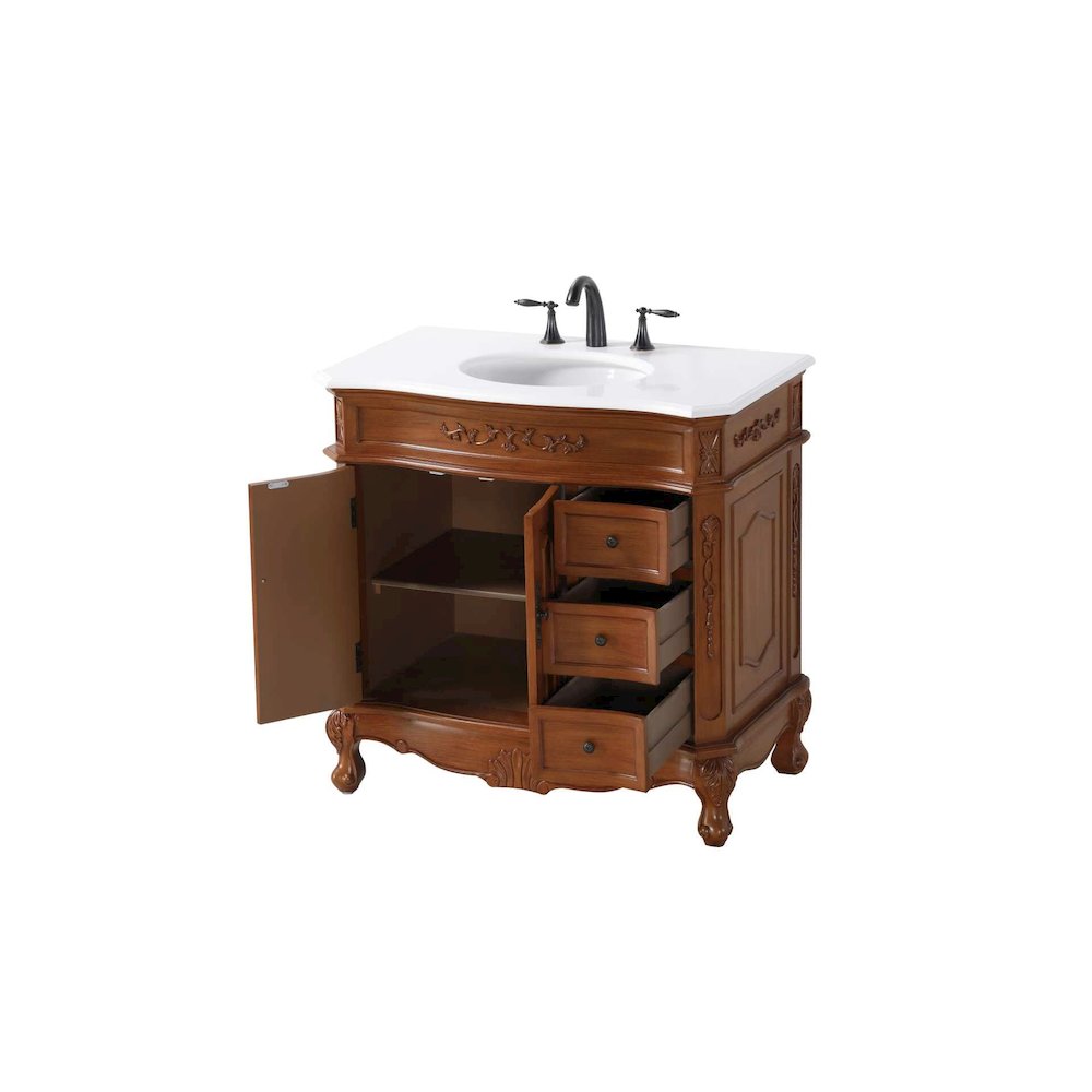 36 inch Single Bathroom Vanity in Teak