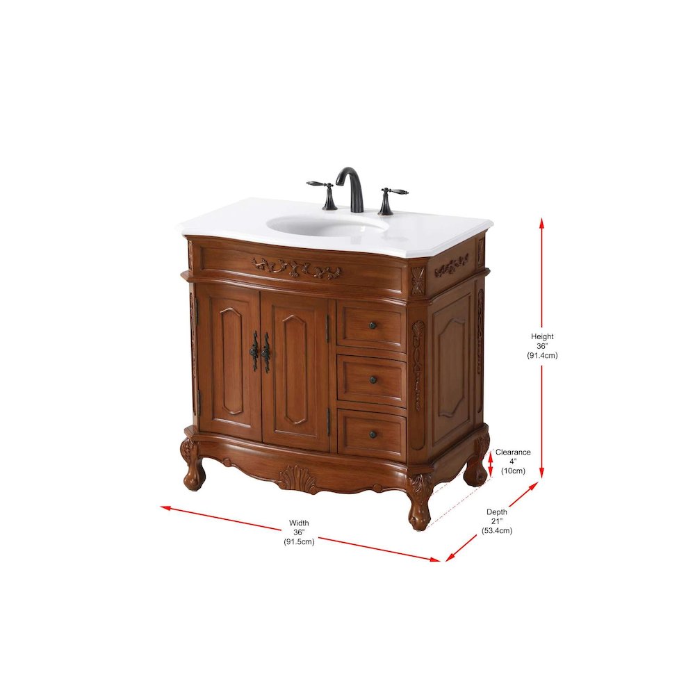 36 inch Single Bathroom Vanity in Teak