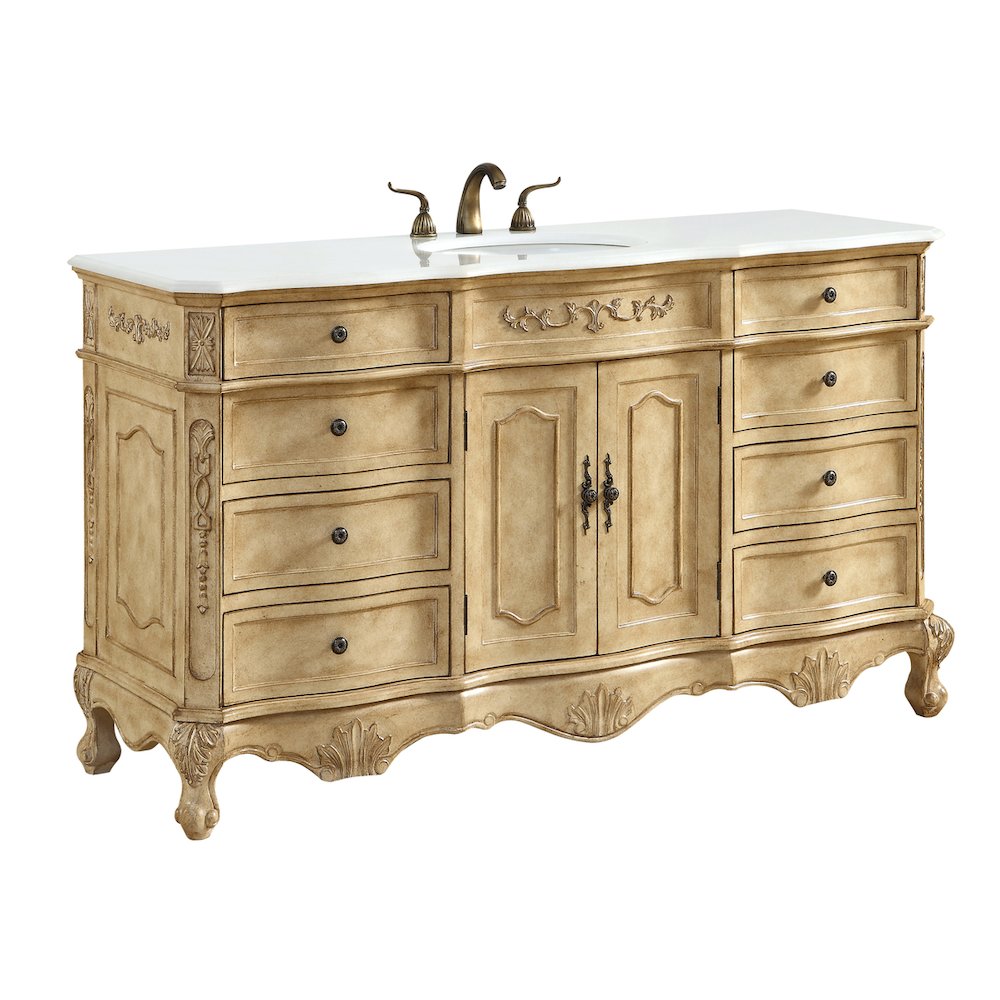60 inch Single Bathroom vanity In Antique Beige