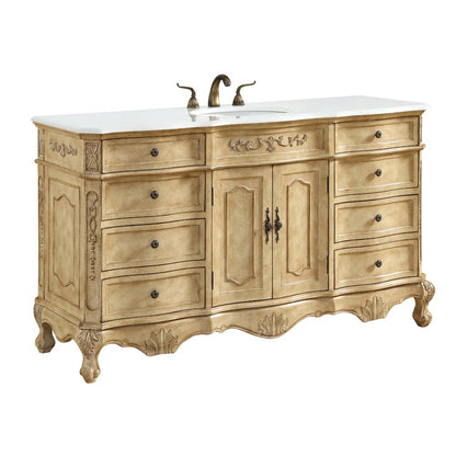 60 inch Single Bathroom vanity In Antique Beige