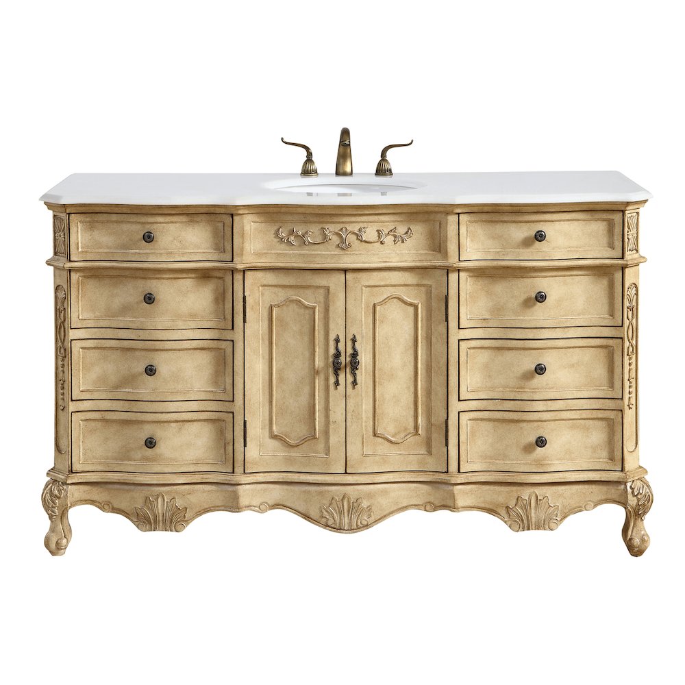 60 inch Single Bathroom vanity In Antique Beige