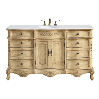 60 inch Single Bathroom vanity In Antique Beige