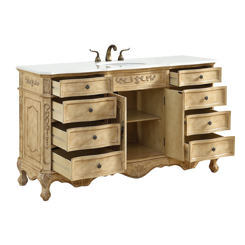 60 inch Single Bathroom vanity In Antique Beige